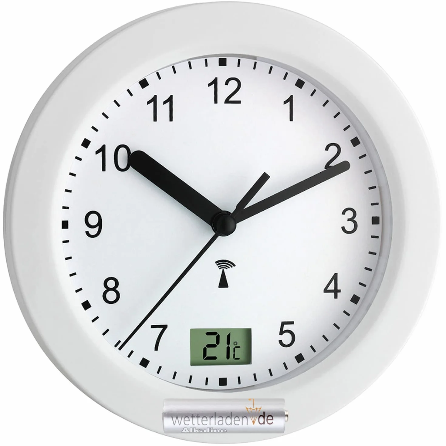 TFA Dostmann 60.3501 Orologio da bagno senza fili analogico con indicatore di temperatura (bianco con batteria)