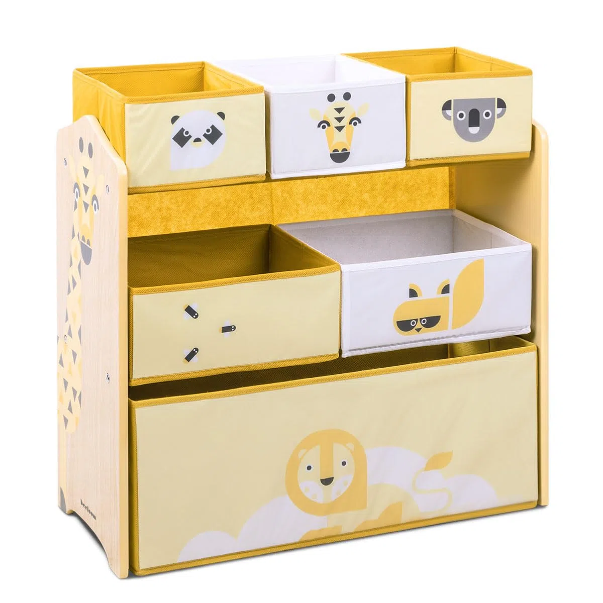 Beeloom - Libreria SWEET SAFER in legno per bambini, 6 cassetti per giocattoli e libri, colore giallo, arredo sicuro e funzionale, ideale per stanza dei bambini