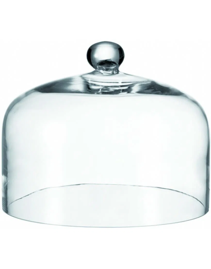 Leonardo Cupola 042619 - Campana con bottone, altezza 22 cm, diametro 29 cm, vetro trasparente realizzato a mano