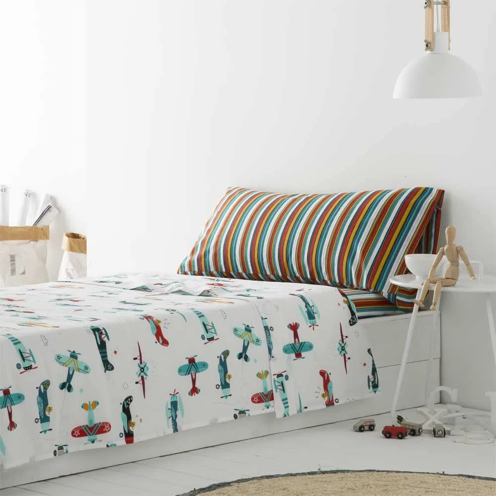 COTTON ARTean Set di biancheria da letto per bambini/adolescenti Flieger, 90 x 190/200 cm.