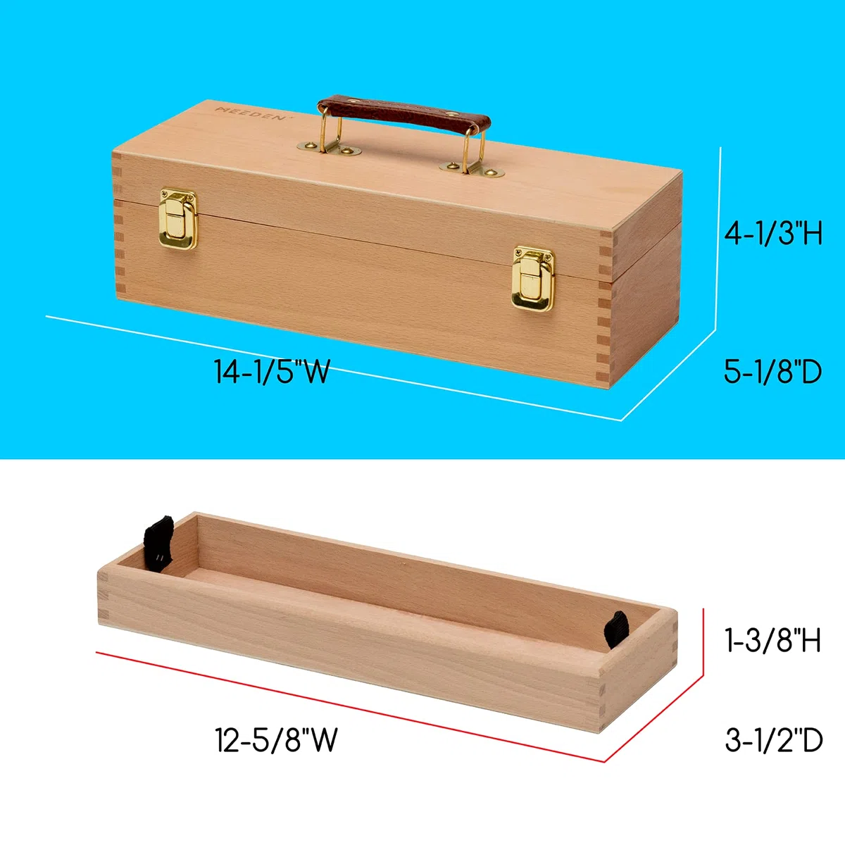 MEEDEN Scatola portaoggetti per forniture artistiche medie, in legno di faggio massiccio, pastello, e altre forniture artistiche 30 cm di larghezzax12.7 cm di profonditàx12.7 cm di altezza