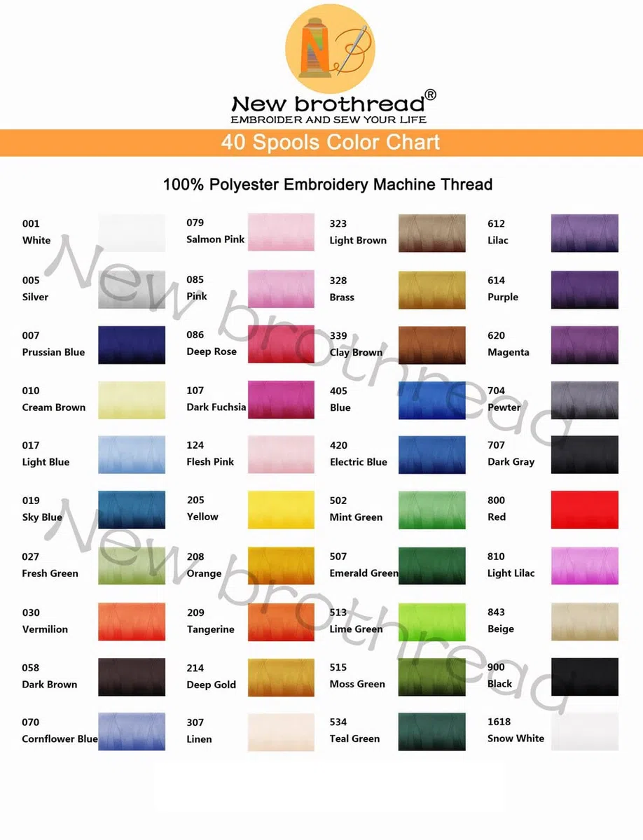 New brothread 40 Brother Colori poliestere filo di ricamo macchina 500M(550Y) / bobina Per Brother/Babylock/Janome/Singer/Pfaff ricami e cuciture macchina
