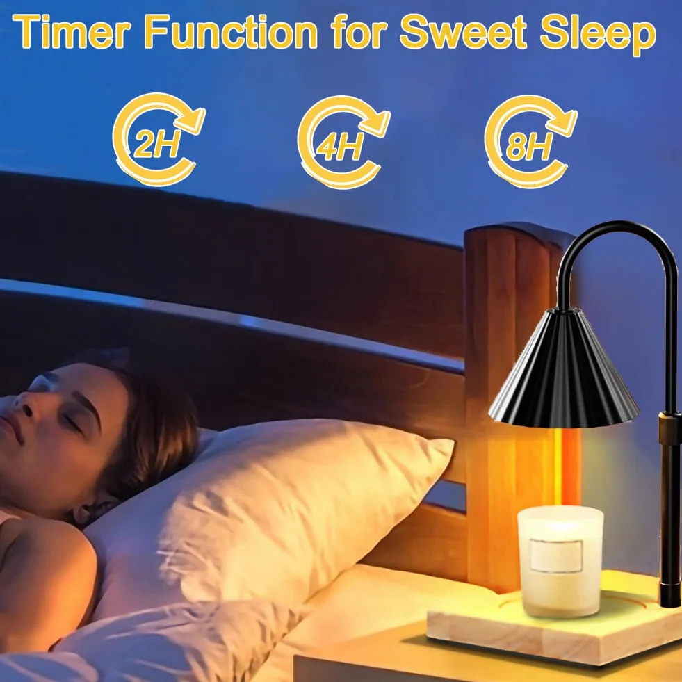 Lampada a Candela,Lampada per Sciogliere Le Candele Dimmerabile con Funzione Timer per Cera Profumata in Barattolo, Altezza Regolabile Lampada Riscaldante a Candela