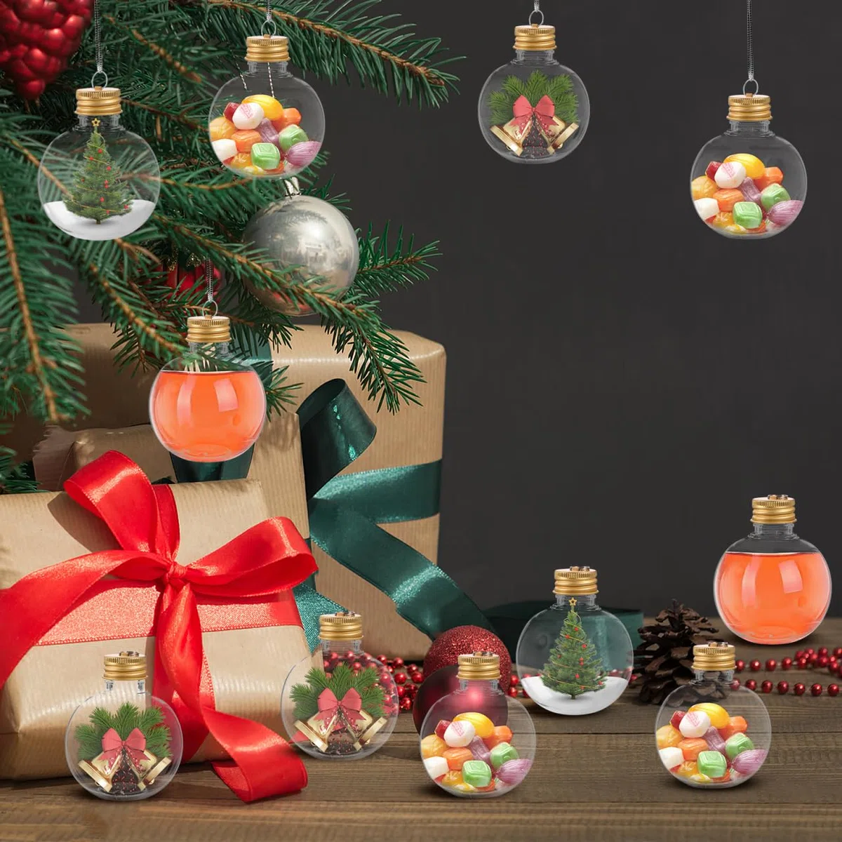 Operitacx 10 Bottiglie a Forma di Lampadina Dorata da 150 Ml per Decorazioni Natalizie, Ideali per Appendere Ornamenti, Confezioni Regalo E Conservazione di Bevande.