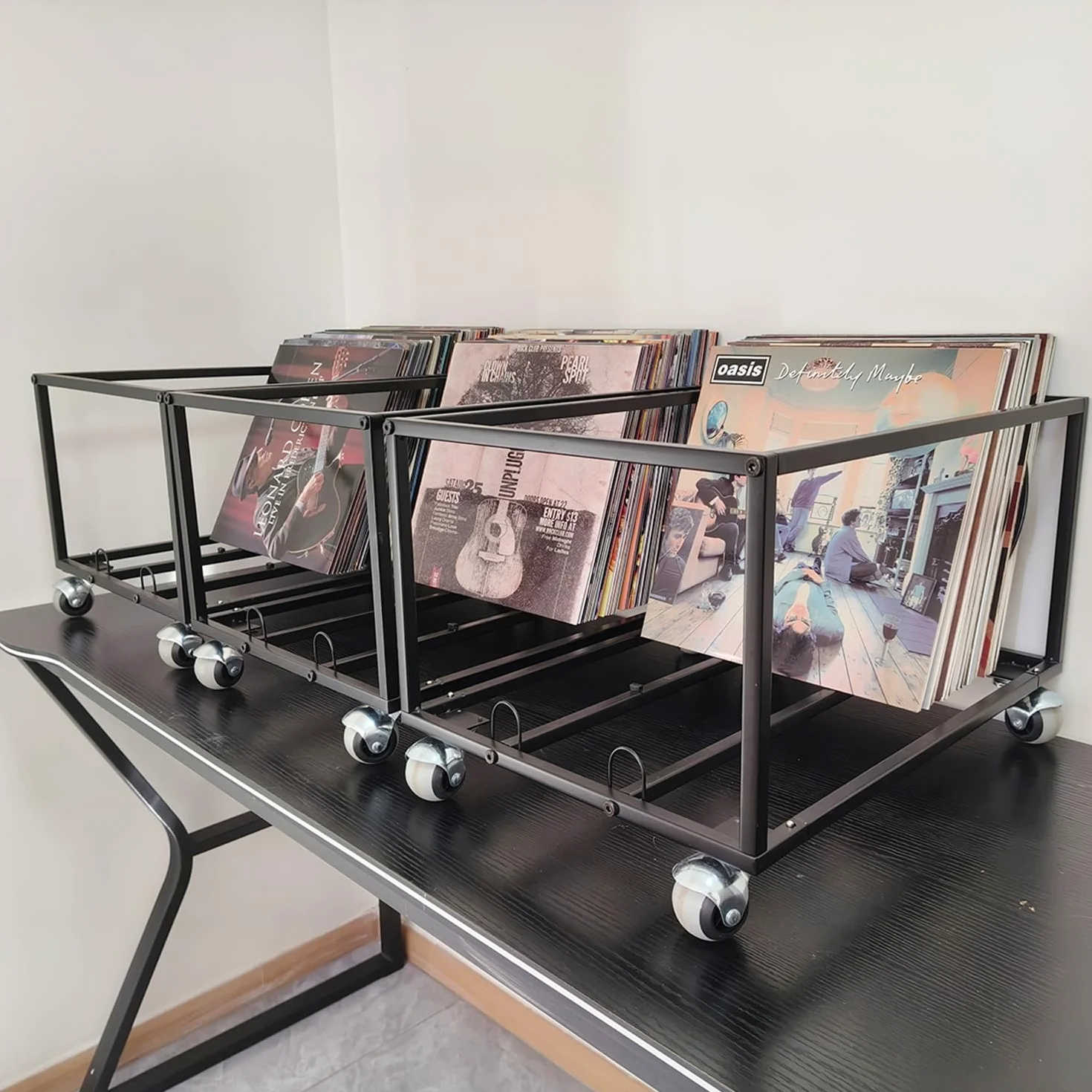 Sturdy Metal Vinile Organizzatore su Ruote - Holds 100 Album - Stile Organizzatore per la Tua Raccolta