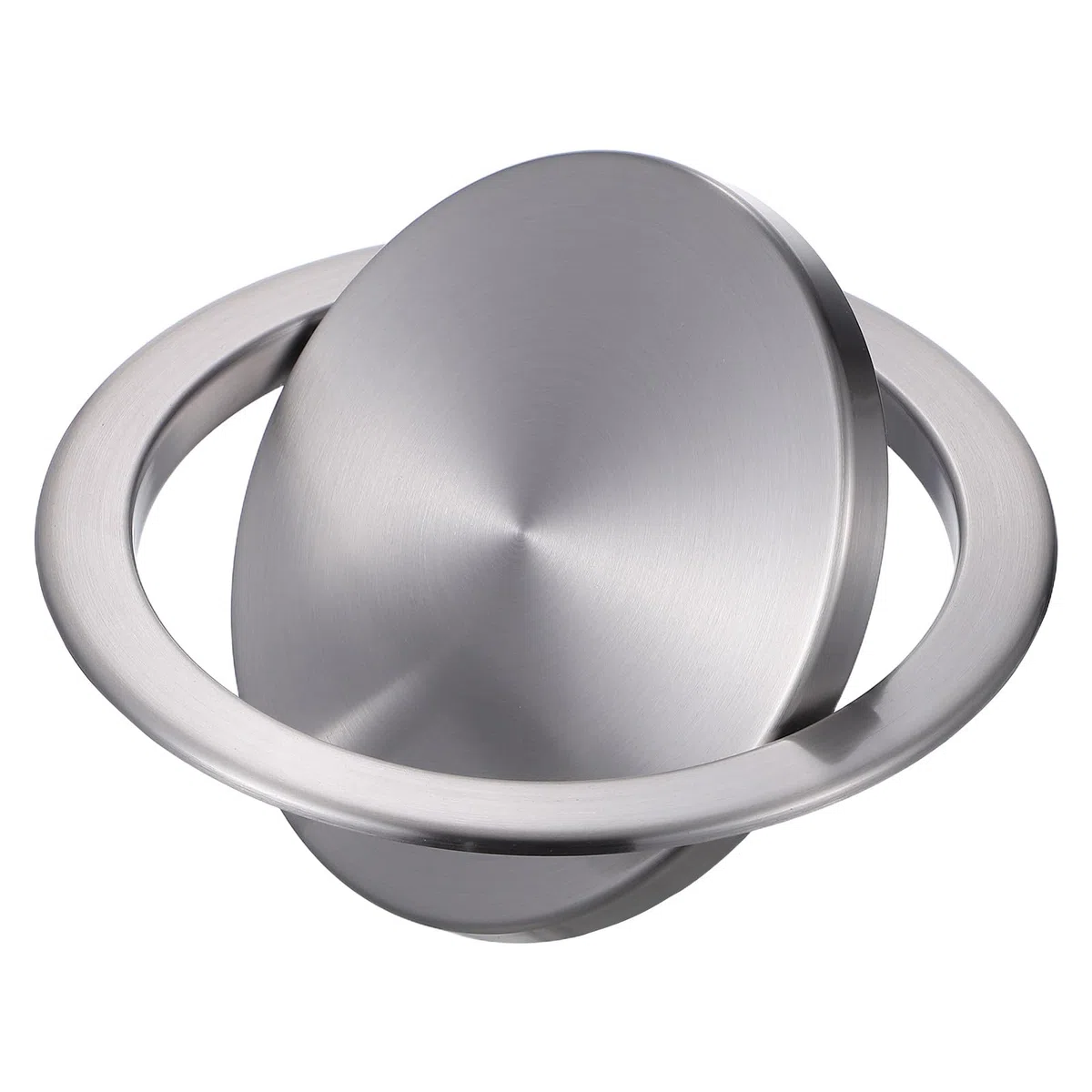 Generico Coperchio per Pattumiera da Banco in Acciaio Inox 430 Rotondo Piccolo Occhiello, Copertura da Incasso per Piano di Lavoro, Apertura Ribalta Silenziosa per Cucina, Bagno e Officina