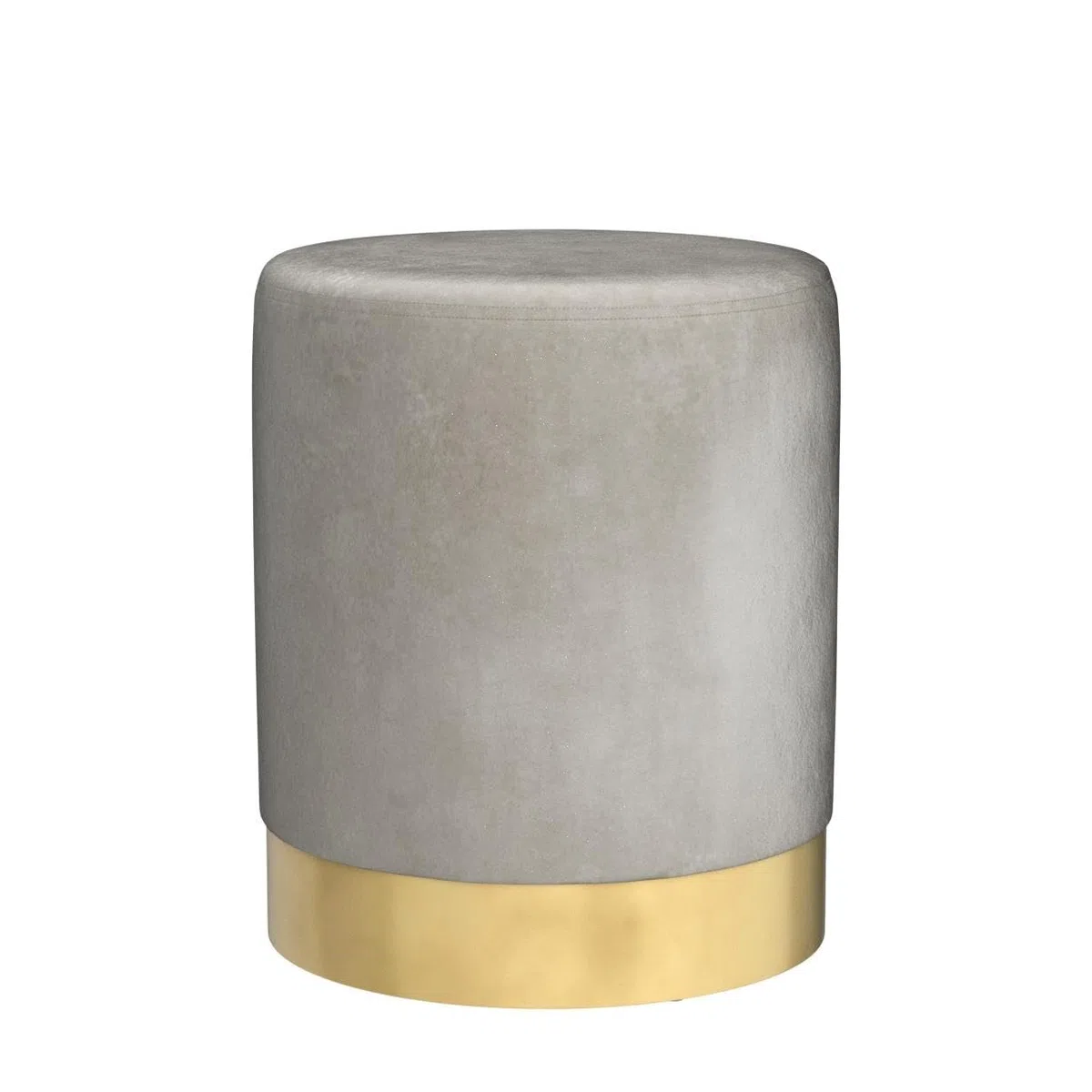 INTRECCI Pouf Cilindro in Velluto con Base Oro Elegante | Sgabello Poggiapiedi Imbottito per Salotto e Camera da Letto | Poltroncina Rotonda, Design Moderno | Ø 32 x H 40 cm – Colore: Beige