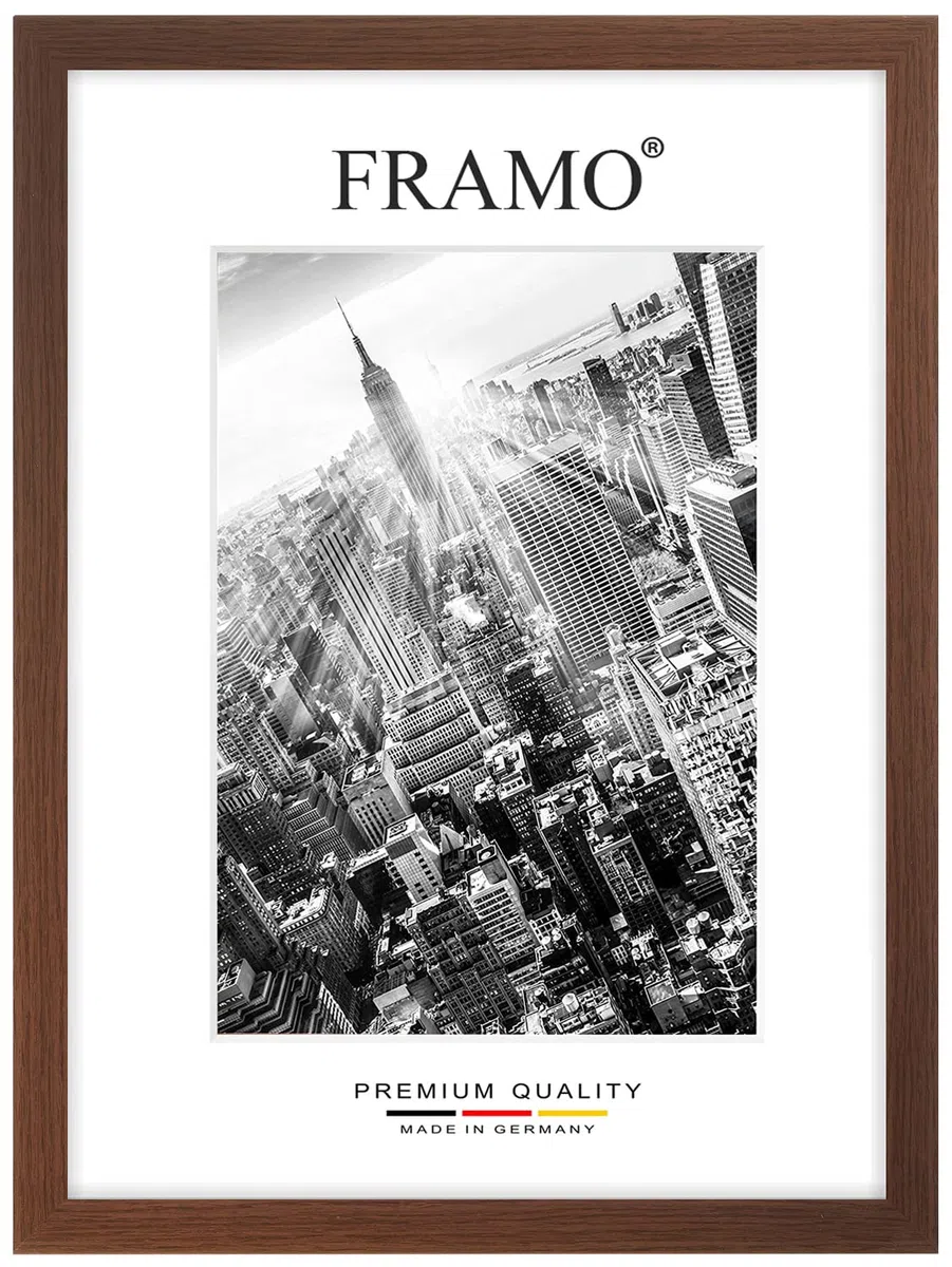 FRAMO 35mm Cornice per Immagini 56 x 43 cm | Wenge | Cornice in MDF Fatta a Mano con lastra di Vetro Artificiale antiriflesso a Prova di Rottura e Robusta Parete Posteriore in MDF