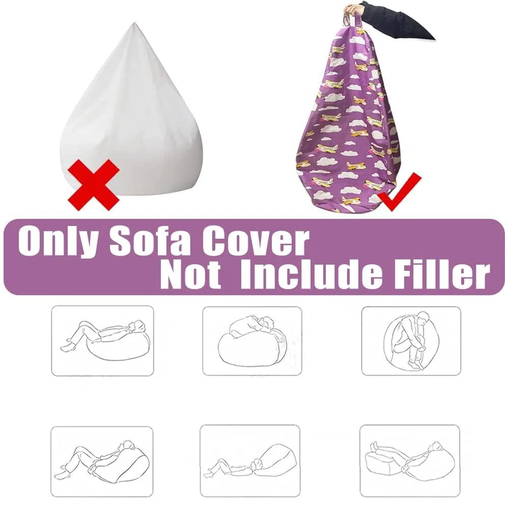 Cielo Stellato Poltrona Sacco in Cotone e Lino per Bambini Adulti, Bean Bag Chair Bag Senza Riempimento, Morbida e Duratura per Camera da Letto, Salotto, Stanza dei Giochi (Color 5,100x120 cm)