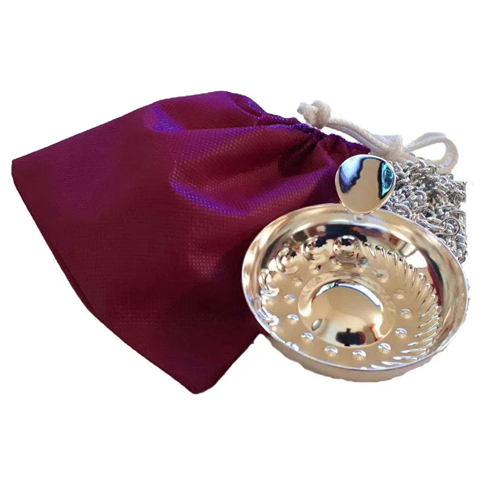 Tastevin Sommelier Borgogna Professionale | Silver Plated, Catena, Pochette, Made in Italy, Acciaio Inox, Contatto Alimenti, Modello Borgogna, Uso Professionale