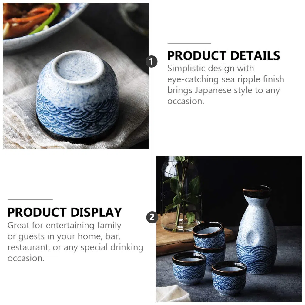 DOITOOL 5 Pezzi in Ceramica Set di Sake Giapponese Set da Portata di Sake Set di Tazze da Sake 180 Ml 20 Ml