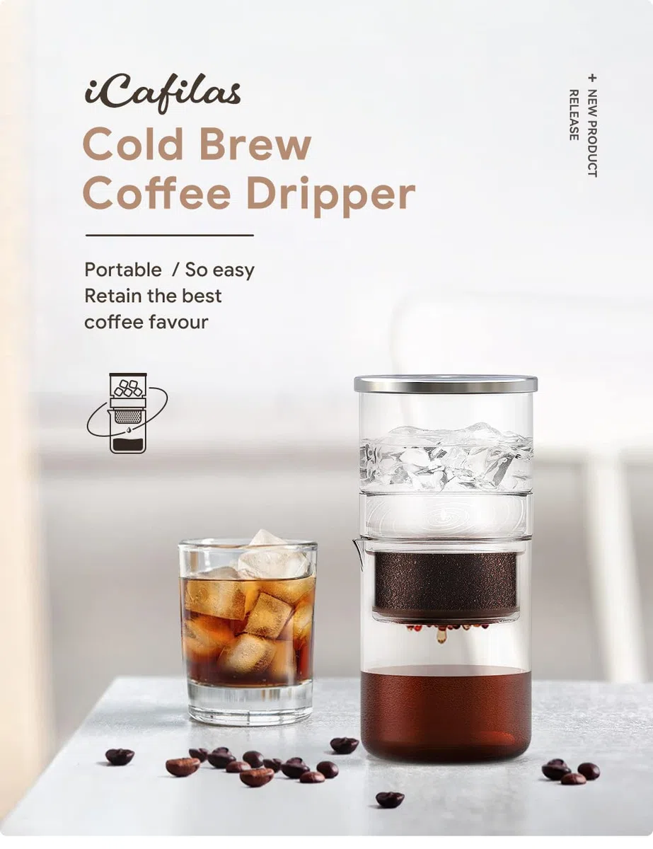 i Cafilas Cold Brew Dripper Cold Brew Coffee Maker, 2 in 1, 300 ml, per caffè e tè preparati a freddo, macchina da caffè per estrazione a freddo