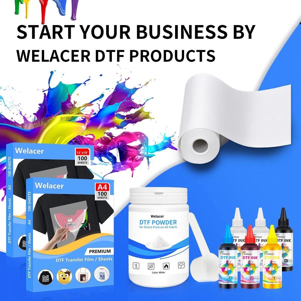 A4 (21cm x 29,7cm) 100 fogli DTF Transfer Film Stampa Diretta per Sublimazione Matt Doppio Lato, Clear DTF PET Transfer Film Fogli di Carta per Stampante Inkjet