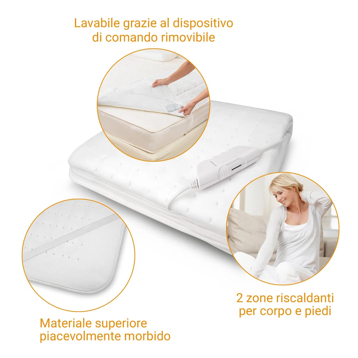 medisana HU 662 Sottocoperta elettrica, 150 x 80 cm, protezione da surriscaldamento a spegnimento automatico, 6 impostazioni di temperatura, lavabile, scaldamaterasso adatto a tutti i materassi