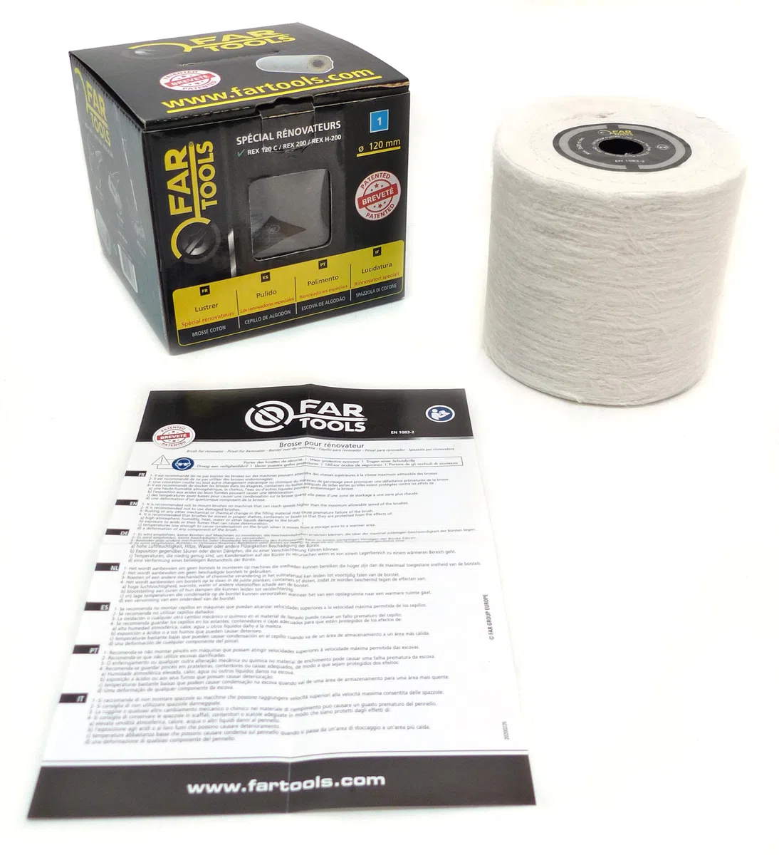Fartools 110867 Spazzola in cotone Ø120 mm-L 100 mm compatibile con rinnovatore REX120, REX200 e REX-H200 per lucidare