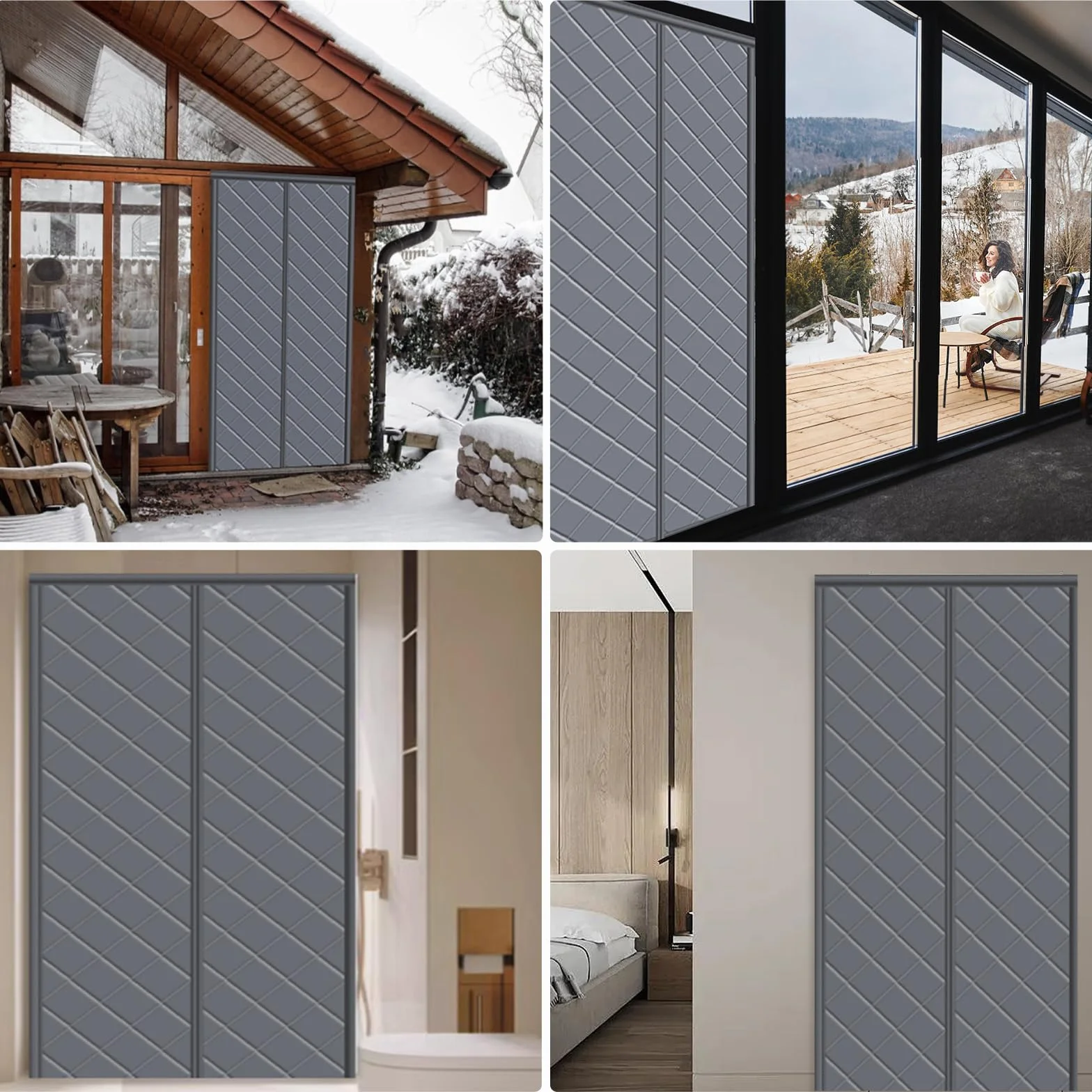 DIKER Tenda Magnetica Isolante per Porte 90 x 210cm, Termica Invernale, Anti Freddo, Oscuramento, Insonorizzazione, Chiusura Automatica, Grigio