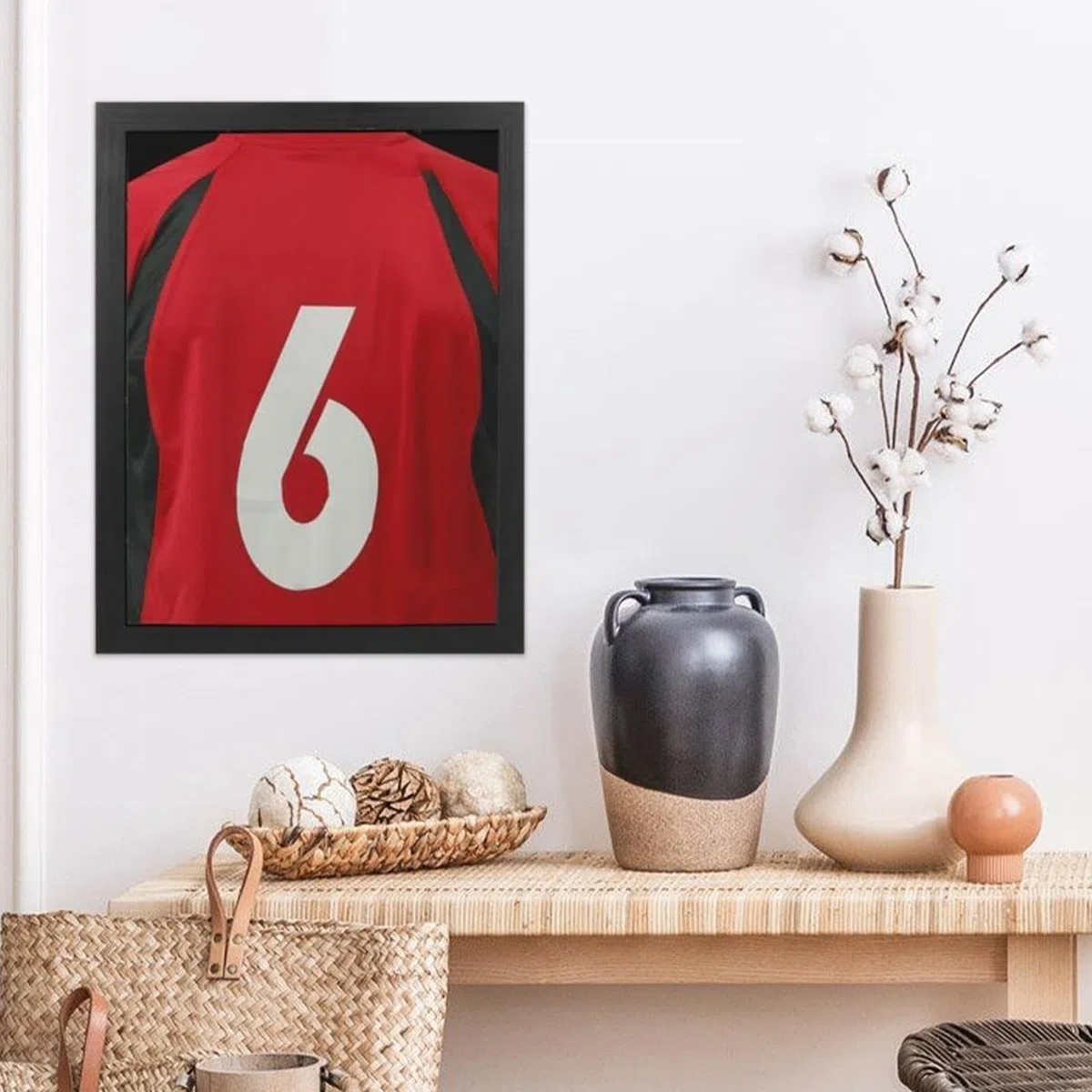 Cornice per Esposizione Maglia da Calcio, Q-uadro Espositore Magliette in Legno, Cornice Porta-Maglie per Calcio Basket Baseball, Decorazione per la Casa Ufficio Camera da L-etto, Regalo per Uomo