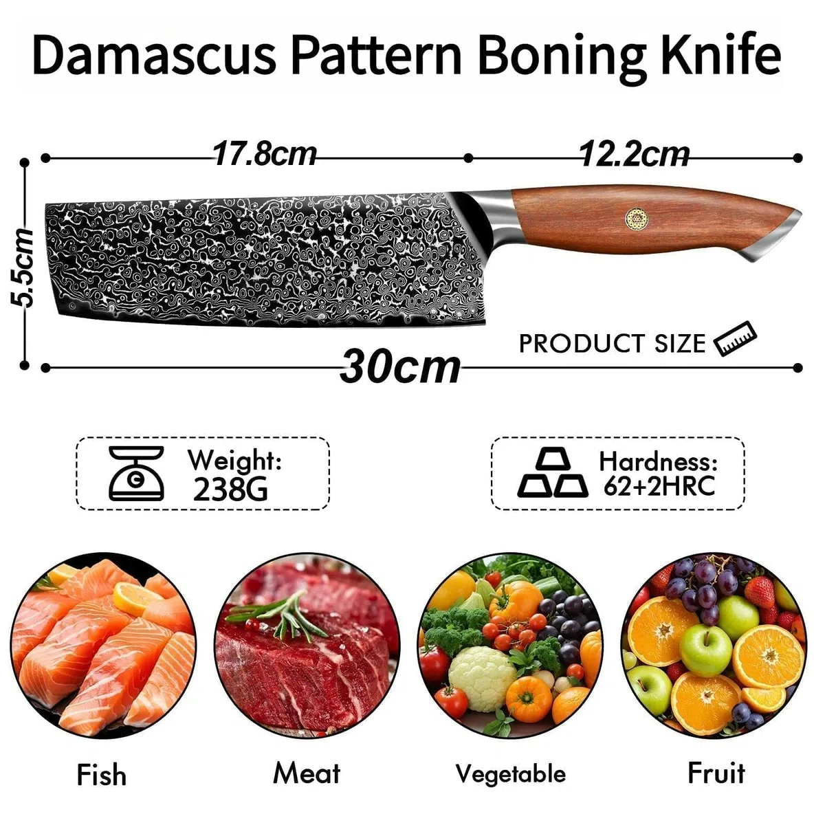 Freelander Coltello Nakiri Giapponese in Acciaio VG10 con Motivo Damasco, Coltello da Cucina Professionale con Manico in Legno, Ideale per Tritare, Affettare e Tagliare a Dadini