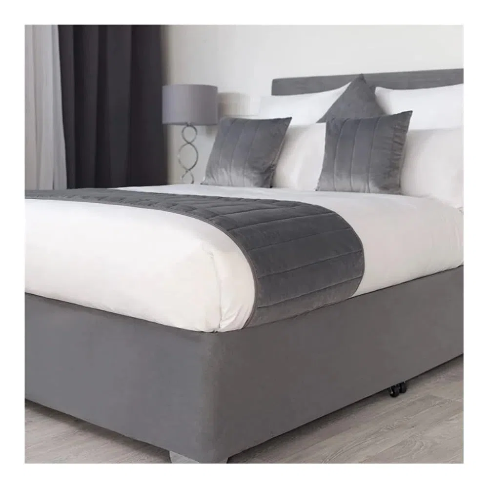 Rivestimento Base Letto Mantovana Giroletto in Lussuosa Finta Pelle Scamosciata Con Tessuto Su Tre Lati E Elastico Perimetrale Facile Da Installare (Grigio, 130x200x40cm)