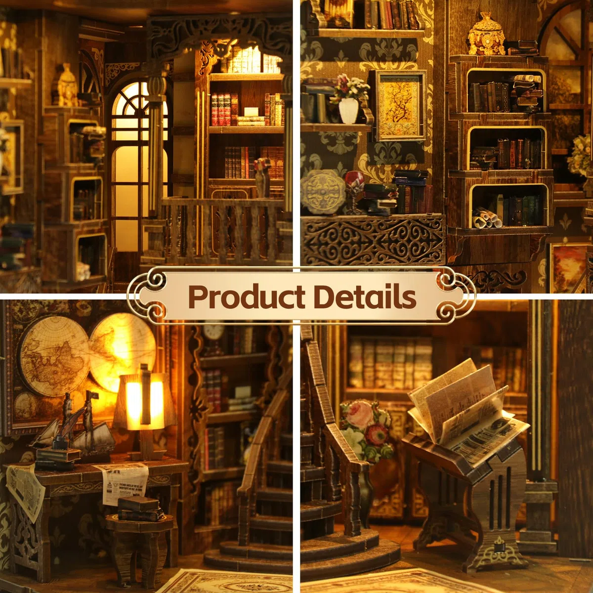 Kit Book Nook DIY per Adulti, Modellismo 3D Creativo per Decorare Librerie, Kit Casa Miniatura con Luce LED, Idea Regalo Creativa per Adulti e Adolescenti a Partire dai 14 Anni