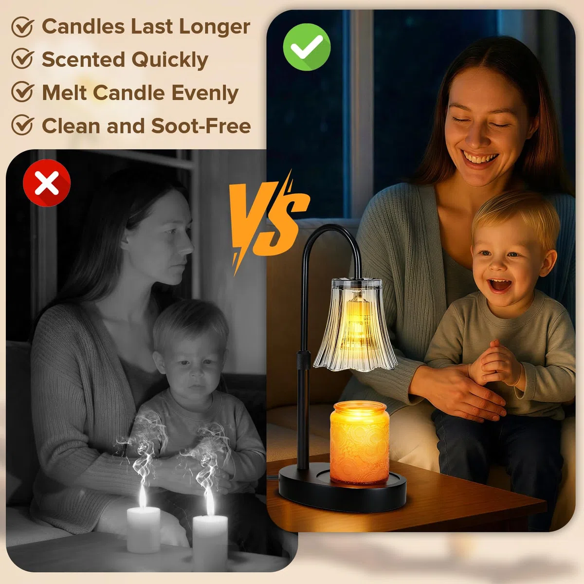 Lampada riscaldante per candele con timer, dimmerabile a 4 livelli e regolabile in altezza, scaldacera per candele in barattolo, design unico migliora l'atmosfera della casa, regalo decorativo