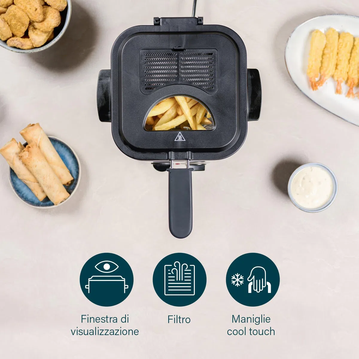 Princess Mini Friggitrice & Fonduta – 1,2 L – Con 6 forchette da fonduta – Riscaldamento rapido – Filtro antiodore – 840 W – 182611