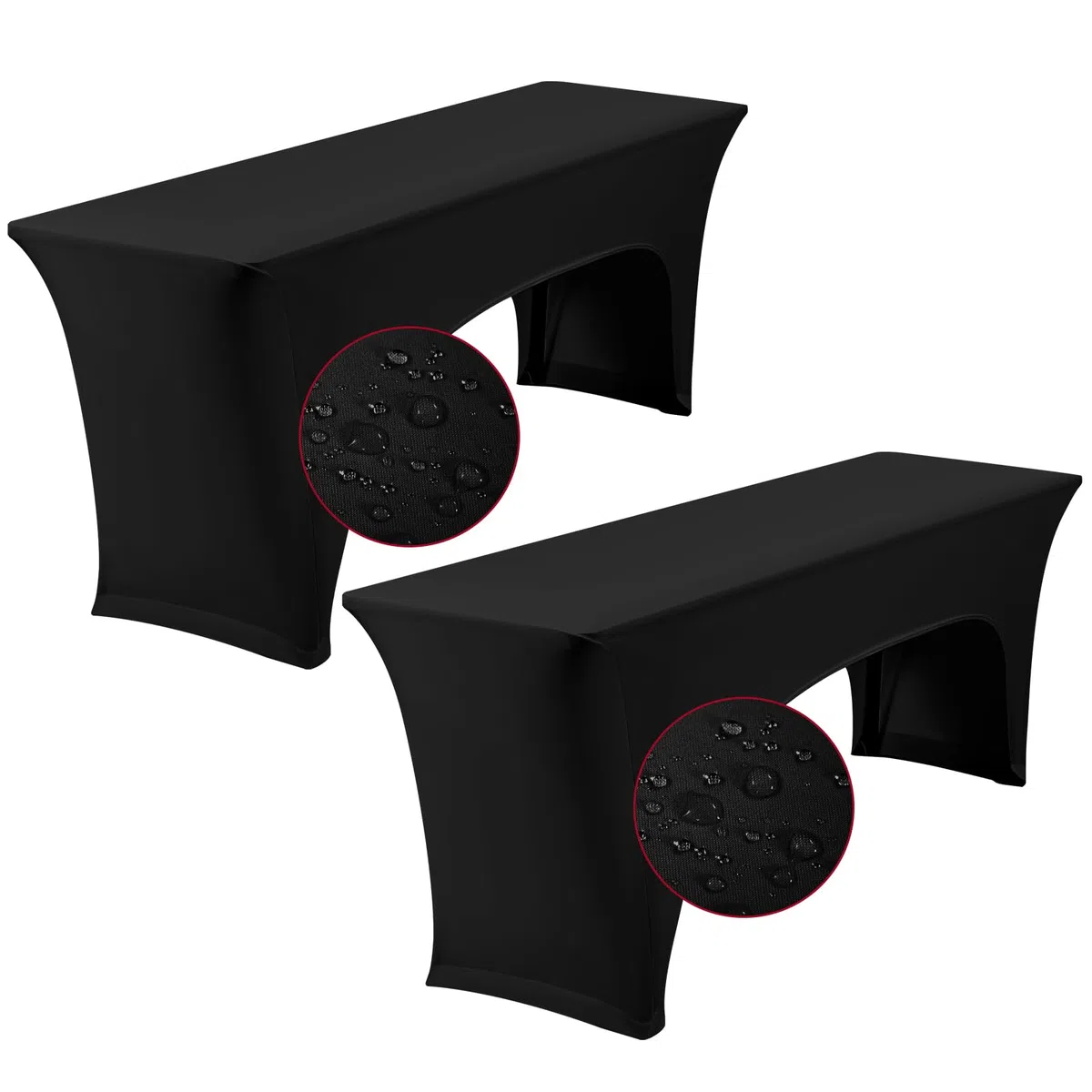 YMHPRIDE Confezione da 2 copritavolo elastico per tavolo da birra, colore nero, impermeabile, set da 70 cm di larghezza, set da birra, set da 220 x 70 x 70 cm, per rivestimenti da giardino e da