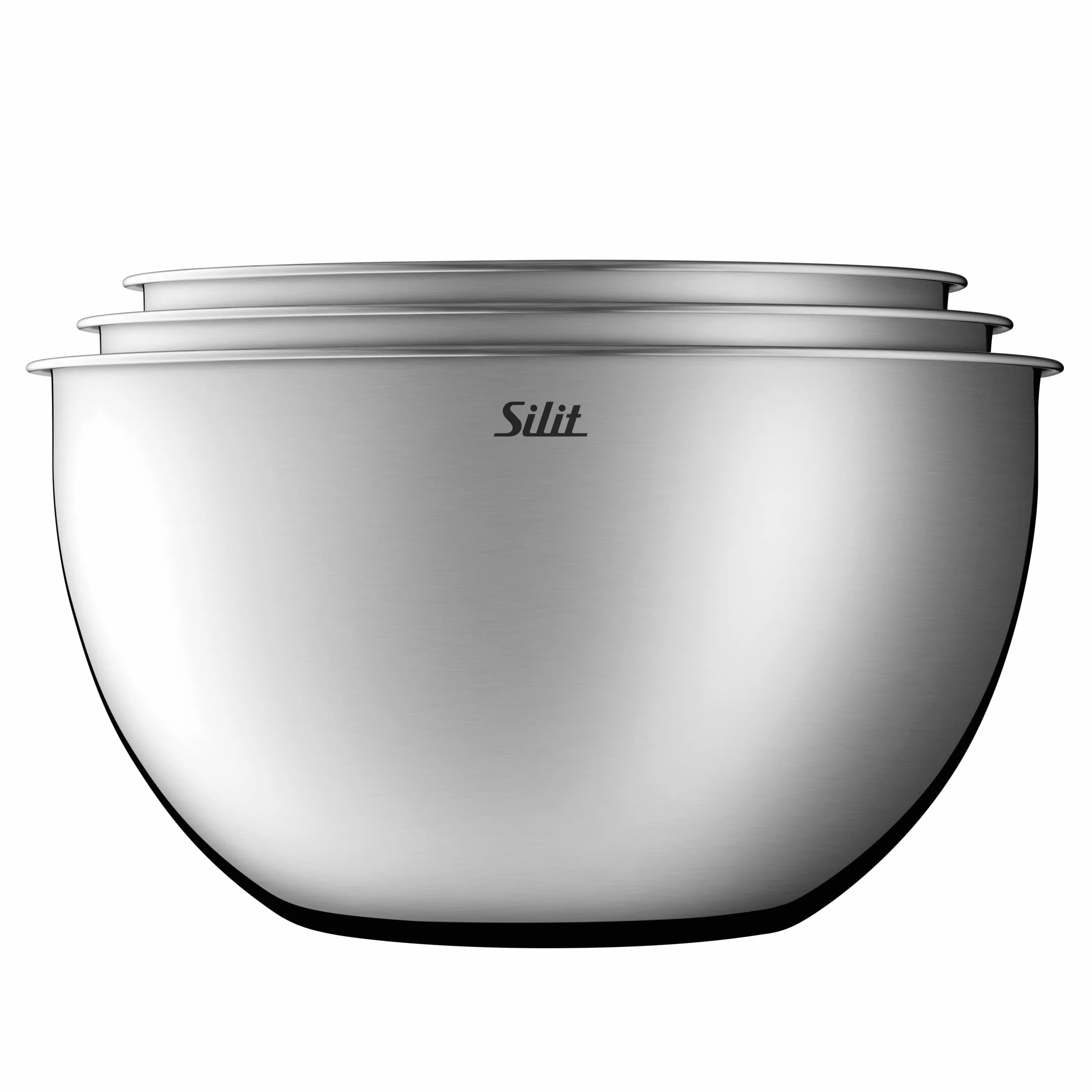 Silit Set di 3 ciotole da cucina in acciaio inox, multifunzione, ciotola per insalata, ciotola da servizio, impilabile