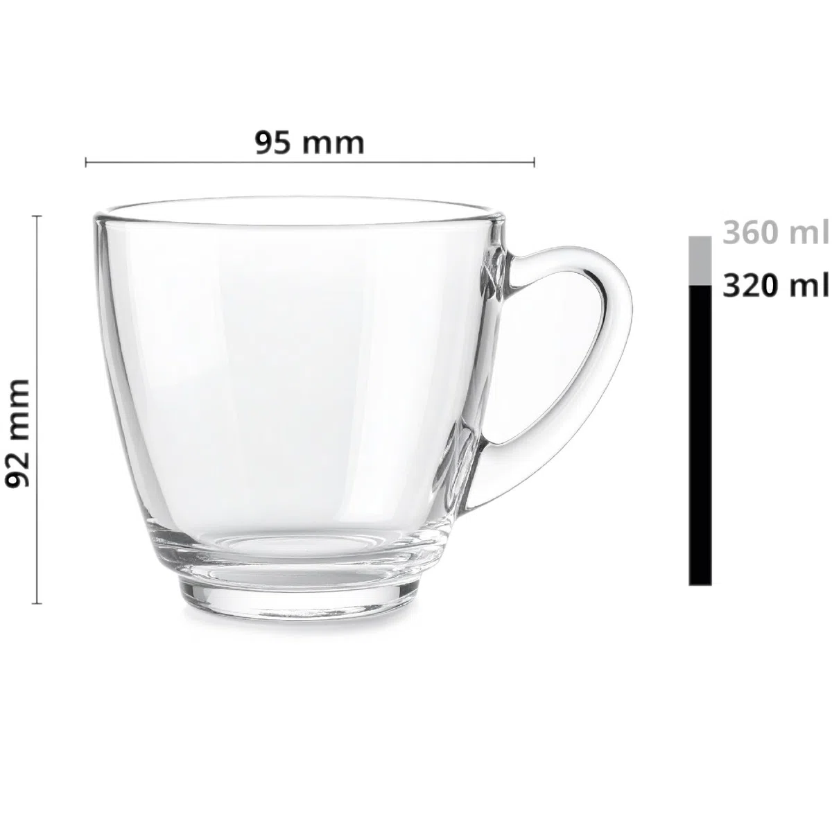 Glasmark KROSNO 1992 Set da 6 Tazze da Caffè in Vetro 360 ml Trasparente Lavabile in Lavastoviglie