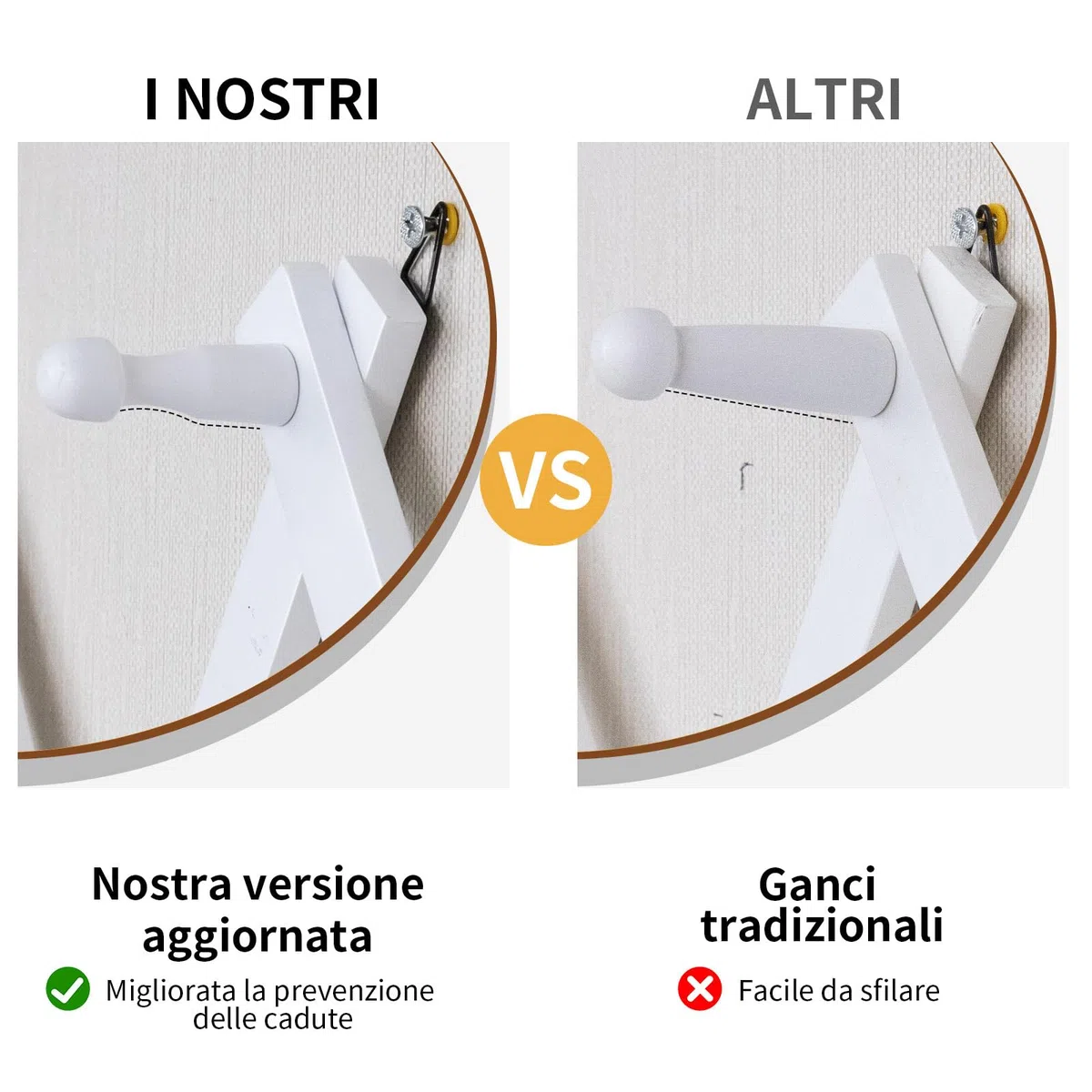 Qiannhee Appendiabiti da Parete Design Legno Attaccapanni da Muro Moderno con 16 Ganci de Parete Fisarmonica Bianco Appendiabiti Estensibile per Parete Ingresso Soggiorno Camera da Letto 80cm 100cm