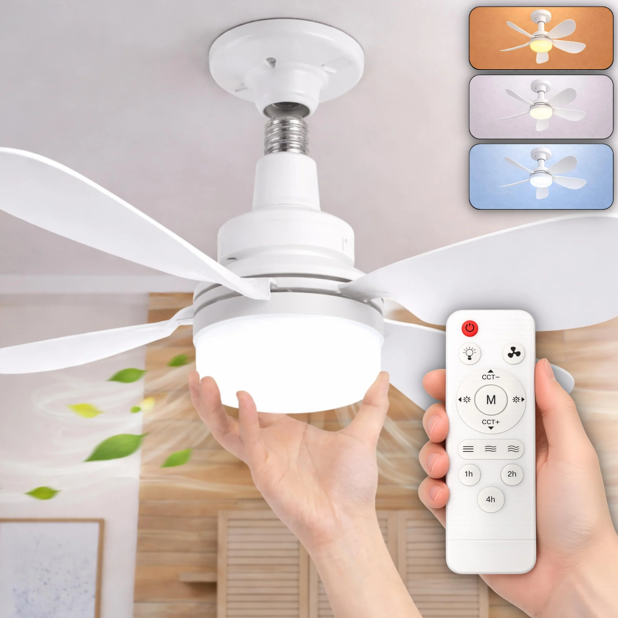 CLAR Ventilatore da Soffitto con Luce, Ventilatore a Soffitto con Luce, Ceiling Fan with Light and Remote Control, Ventilatori con Telecomando
