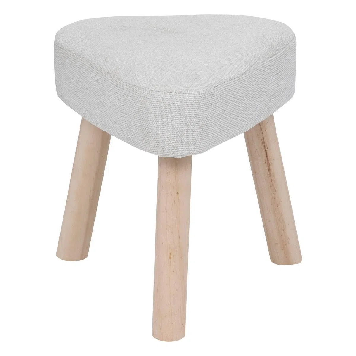 Atmosphera - Sgabello a Forma di Cuore Thena - Bianco Avorio - 32 x 36 cm - Gambe in Pino, Seduta in Tessuto - per Soggiorno, Camera da Letto, corridoio