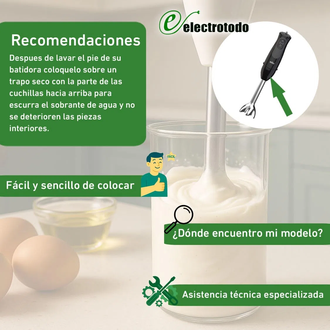 Braccio/piede metallico compatibile con frullatore Braun Minipimer 5 e Multiquick 7 - Ricambio originale