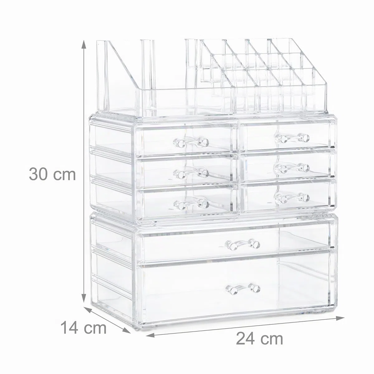 Relaxdays Organizer Make-Up con Cassetti, Porta-Trucchi e Accessori, Acrilico, Trasparente