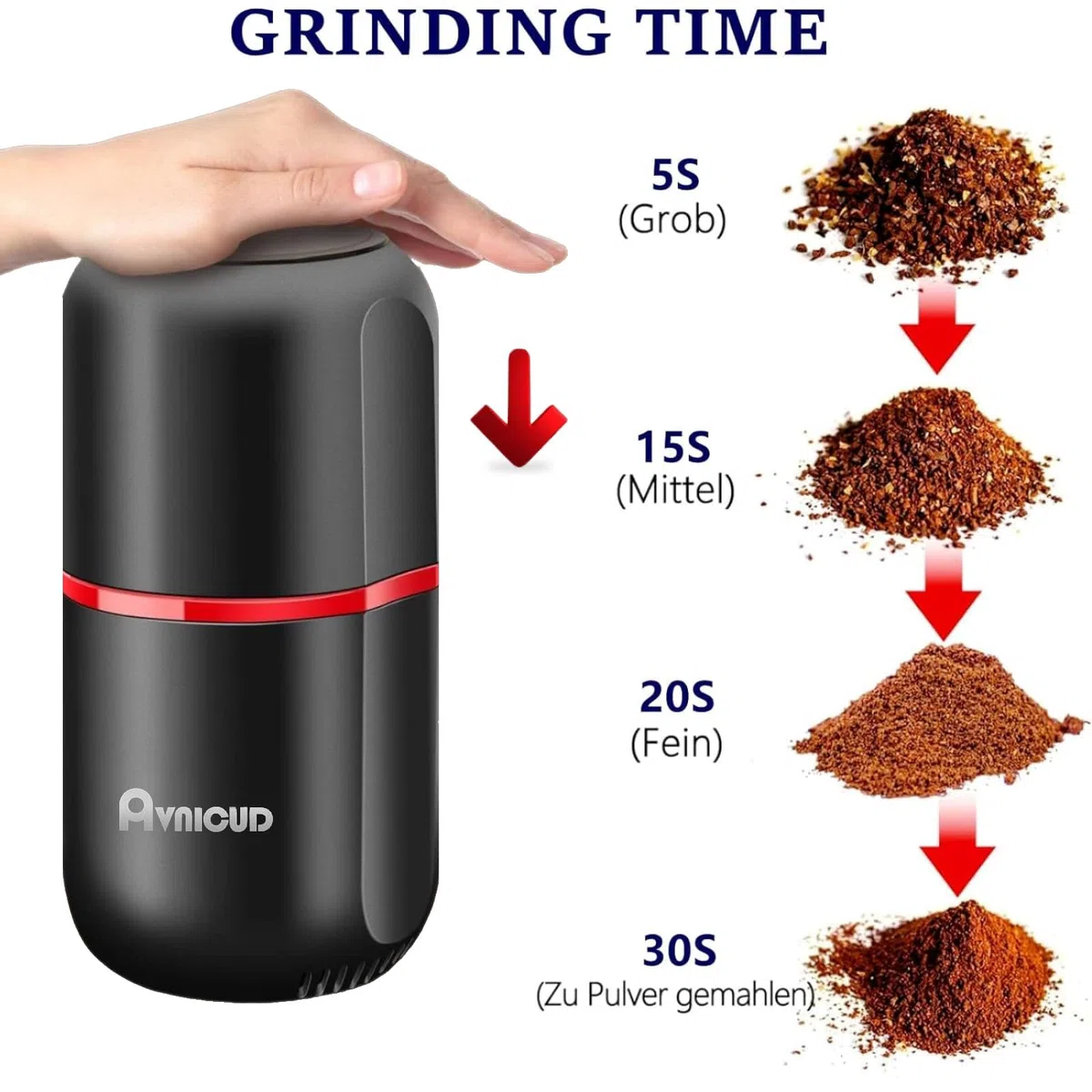 macina caffe' elettrico - Macinacaffè capacità 120 g macina spezie per noci spezie cereali peperoni 150 W mulino elettrico con spazzola nero