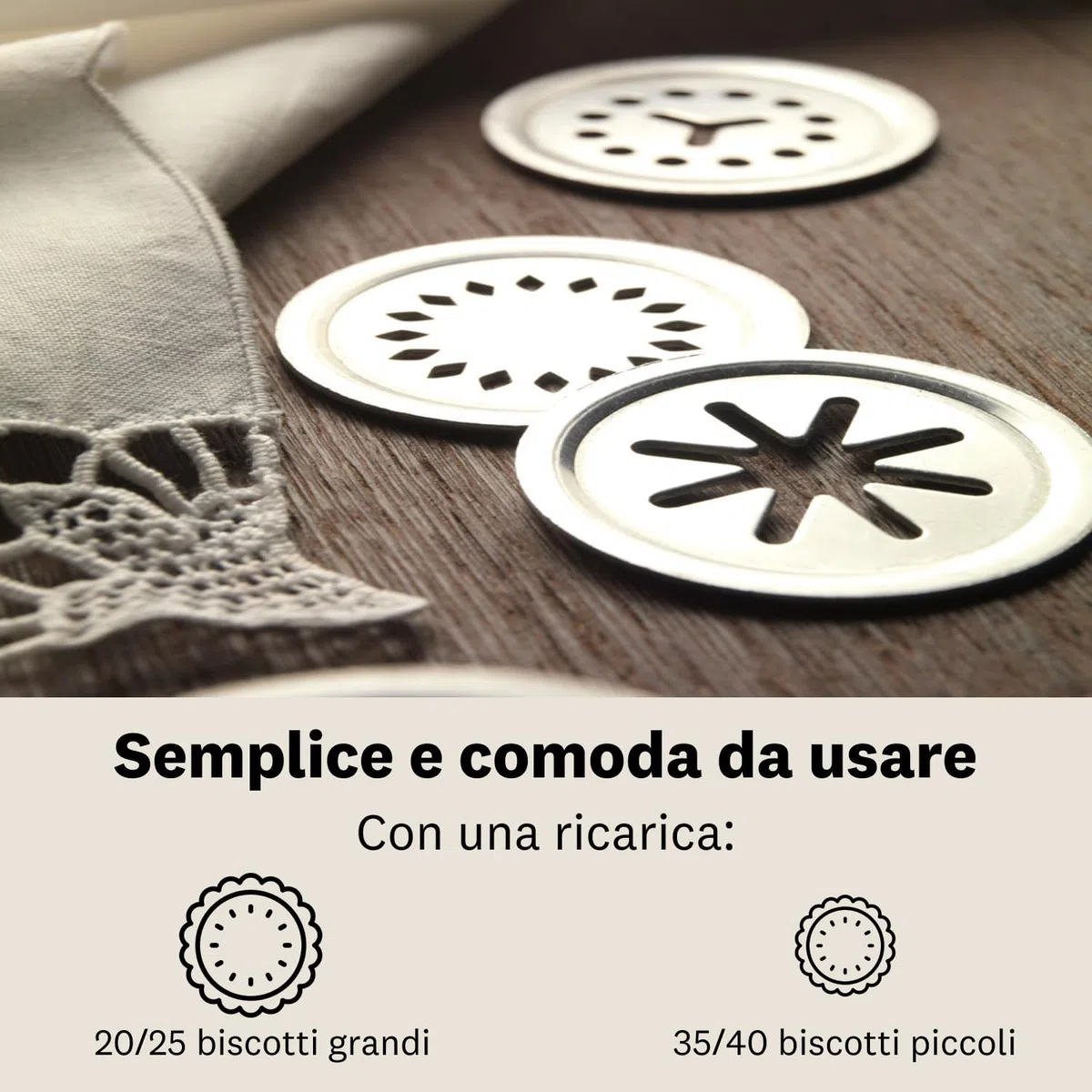 Marcato BI-CLS-ARG, Macchina per Biscotti Fatti in Casa, Acciaio Cromato,Linea Basic.