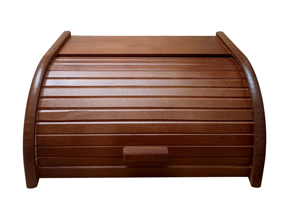Contenitore per il pane in legno con chiusura a serranda per conservare il pane in cucina, Legno, Dark Brown, large