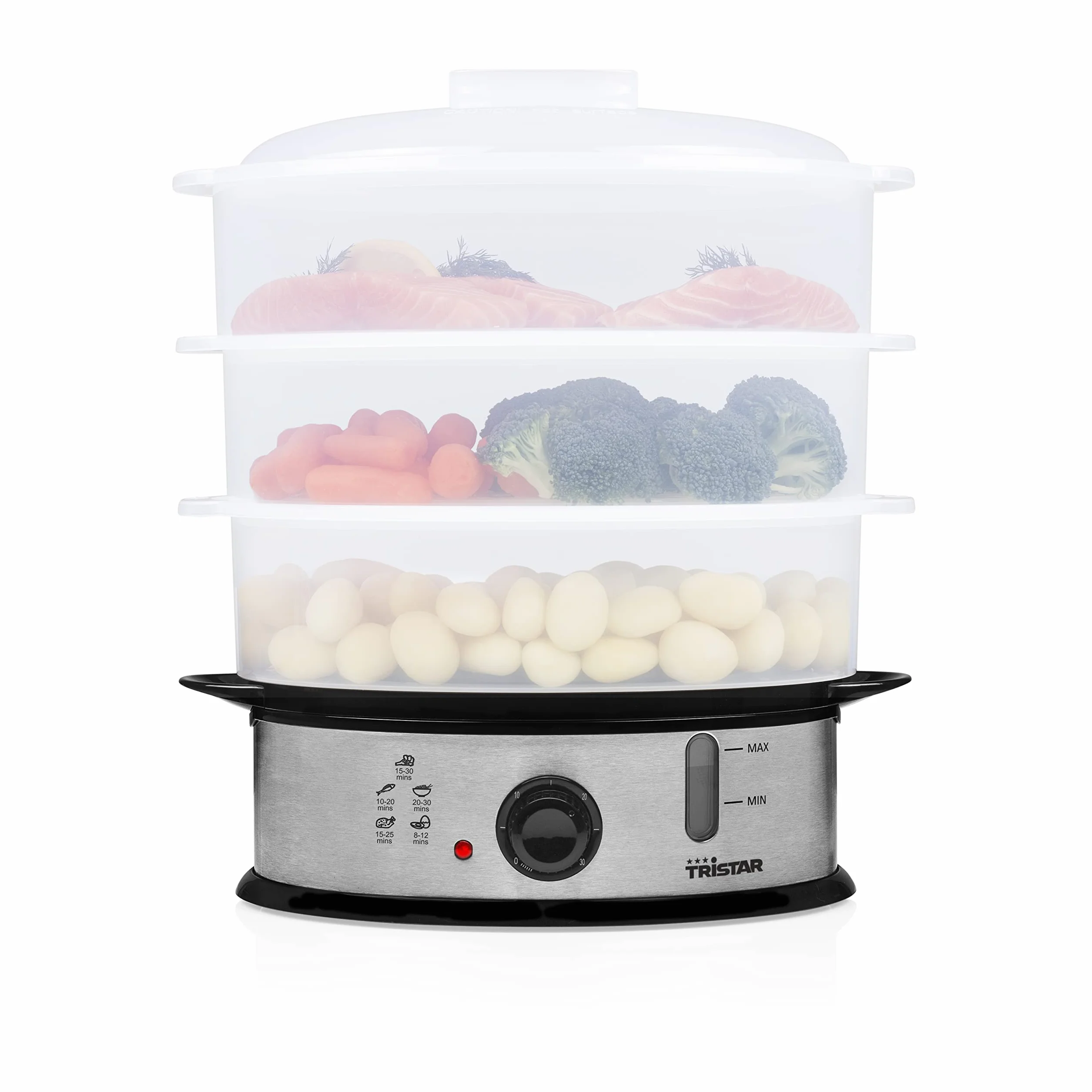 TRISTAR VS-3914 Vaporiera per Alimenti Senza BPA, Plastica, Argento, XXL