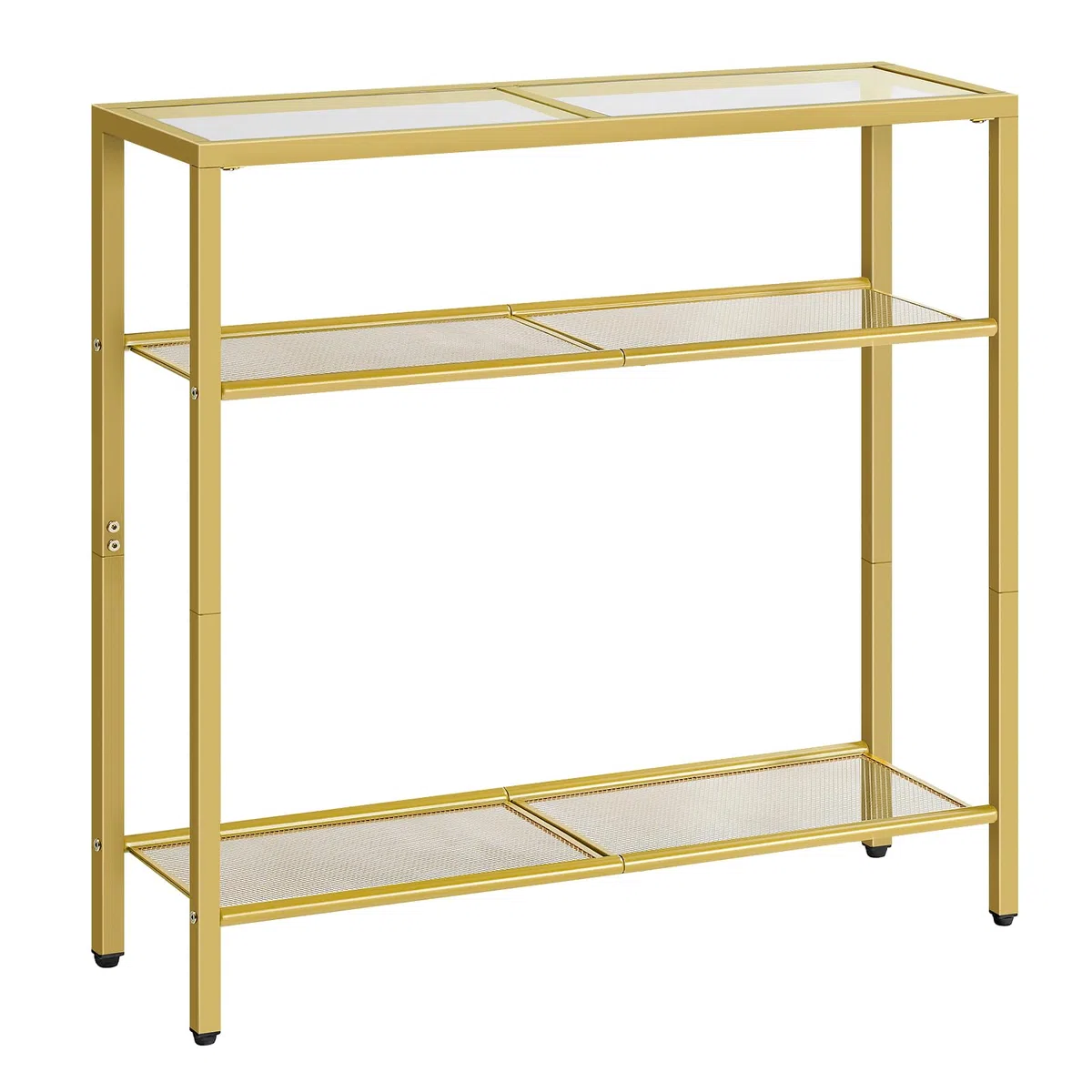 HOOBRO Tavolo Console a 3 Ripiani, 75 cm Ingresso Con Piano di Vetro Temperato, per Entrata, Soggiorno, Corridoio, Camera da Letto, Dorato EGD21XG01G1