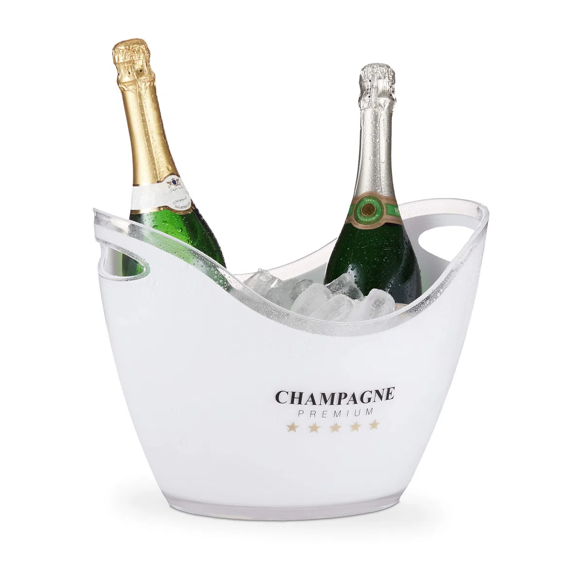 Relaxdays Secchio per il Ghiaccio, Champagne Premium, 6L di Volume, Portaghiaccio, Cestello, 25,5 x 34,5 x 26 cm, bianco