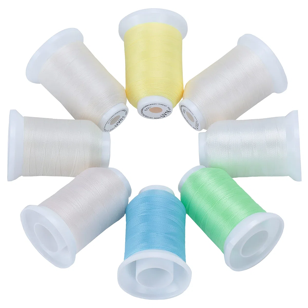New brothread 8 Bobine UV Cambia Colore Kit Filo da Ricamo a Macchina 30WT 500M (550Y) ogni Bobina per Ricamo, Quilting, Cucito