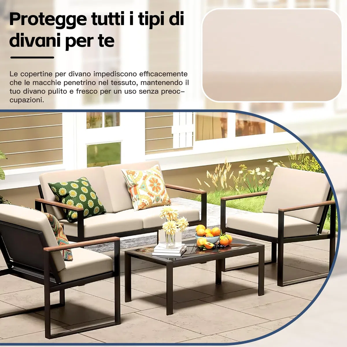 Set di 8 fodere per cuscini da terrazzo|Fodere per divani esterni|Fodere elastiche per cuscini di divano|Fodere per divano|Fodere protettive per mobili lavabili e riutilizzabili