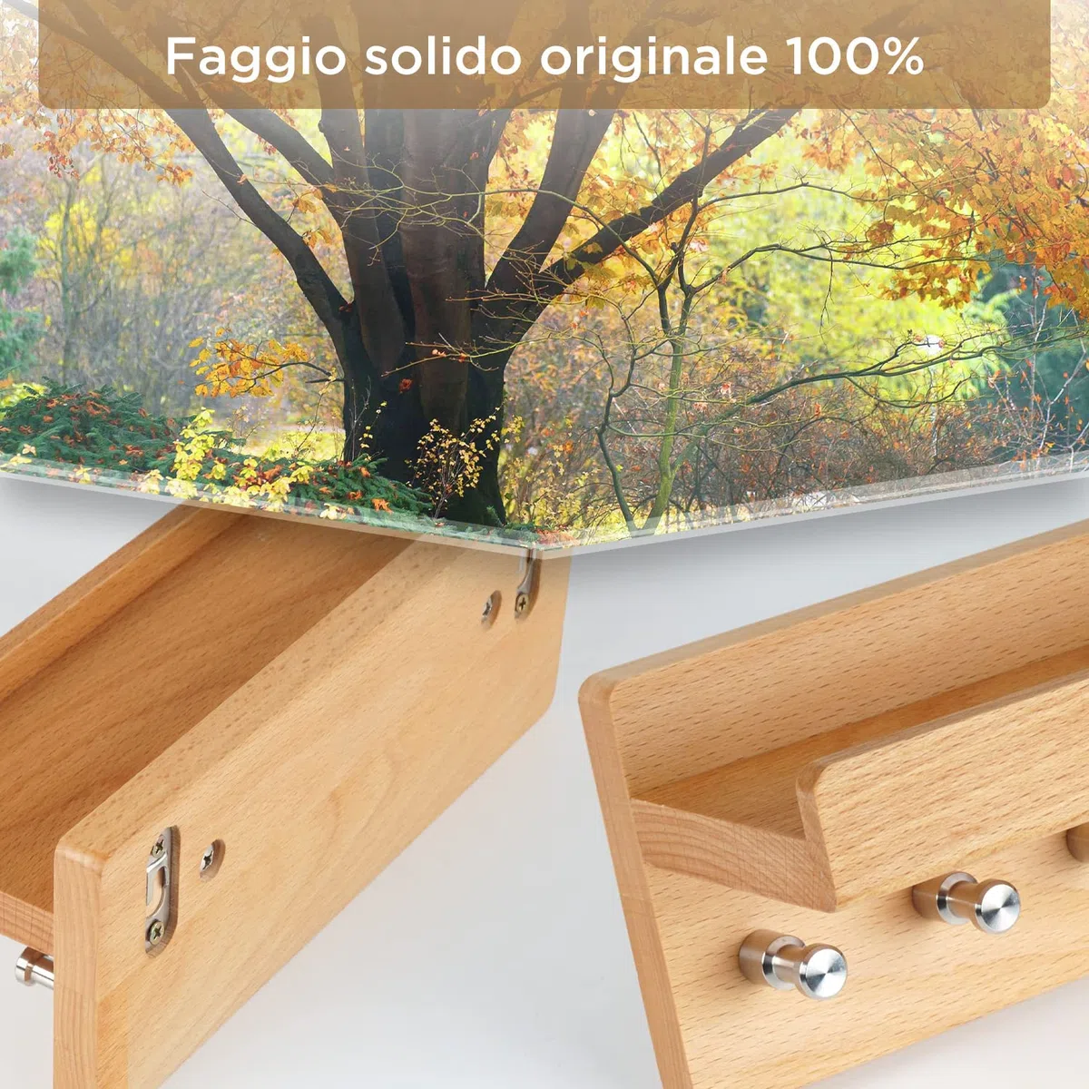 portachiavi da parete porta chiavi da muro per casa moderno appendi chiavi a muro in legno faggio ingresso (Faggio Naturale)