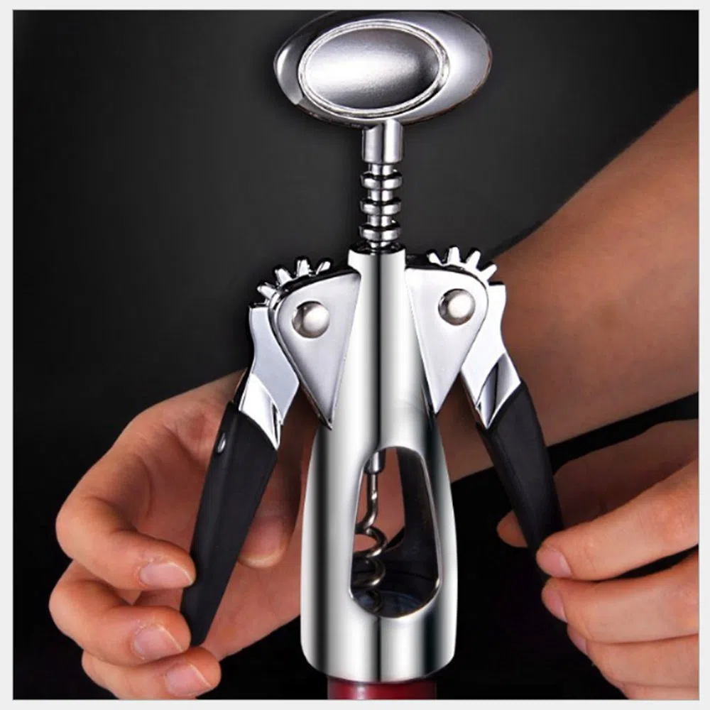 Apribottiglie Multifunzione in Acciaio Inox a Doppia Ala per Birra Birra all-in-One Cavatappi e Apri Maniglia in Metallo Apribottiglie cavatappi in Metallo