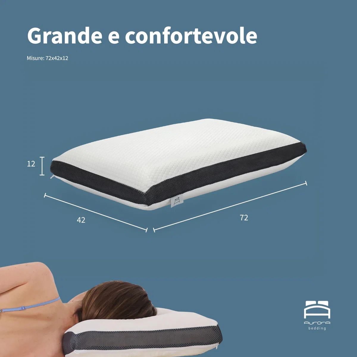 Cuscino Memory Foam Forato a Saponetta, Rinfrescante Traspirante e Anallergico - 41x72 Altezza 12cm