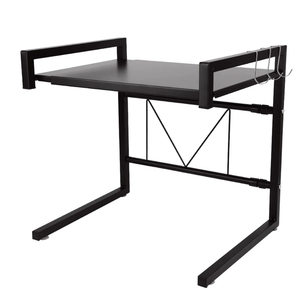 HUOLE Allungabile Per Forno, Ripiano Multifunzionale Con Ganci Da Cucina, Ripiano Per Cucina In Acciaio Al Carbonio, Scaffale Per Forno a Microonde per forno a microonde (42 cm (40-65 cm) nero)