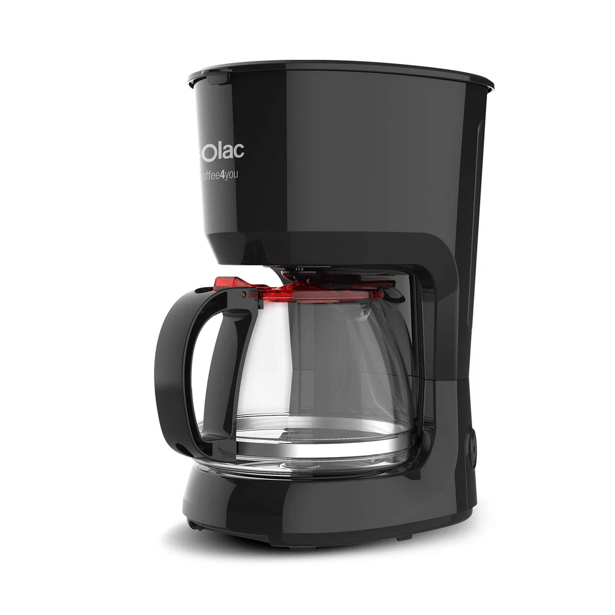 Solac CF4036 Coffee4You - Caffettiera a goccia, 1,25 l, fino a 12 tazze, caraffa in vetro, antigoccia automatico, piastra riscaldante, lavabile con filtro permanente, 750 W, nera, rossa