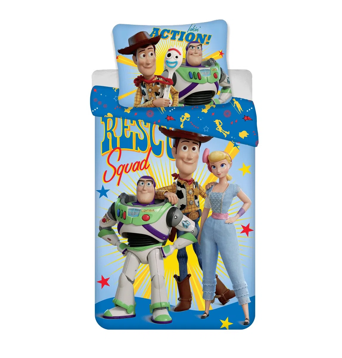 Toy Story - Biancheria da letto per bambini, 100% cotone, reversibile, 135 x 200 cm, con federa 80 x 80 cm, certificata Oeko-Tex Standard 100, design Disney Pixar Rescue Squad