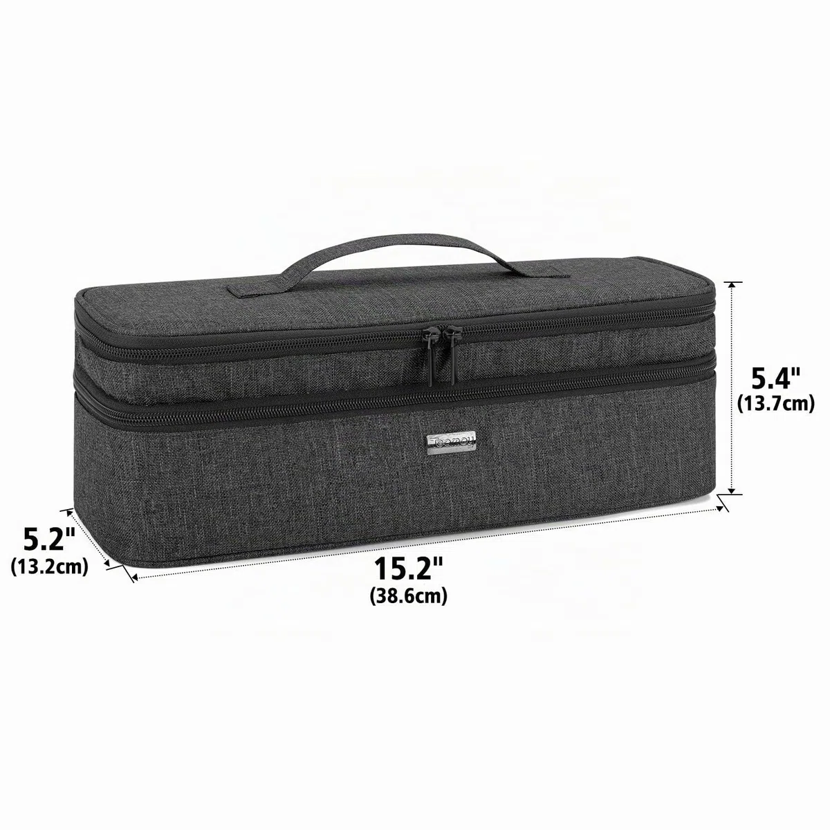 Teamoy Borsa da Viaggio Portatile per Spazzola ad Aria Calda, Doppi Organizzatore di Viaggi Astuccio per Spazzola per Asciugacapelli, Valigetta per Modellatori ad Aria Calda,Doppio Strato (Nero)
