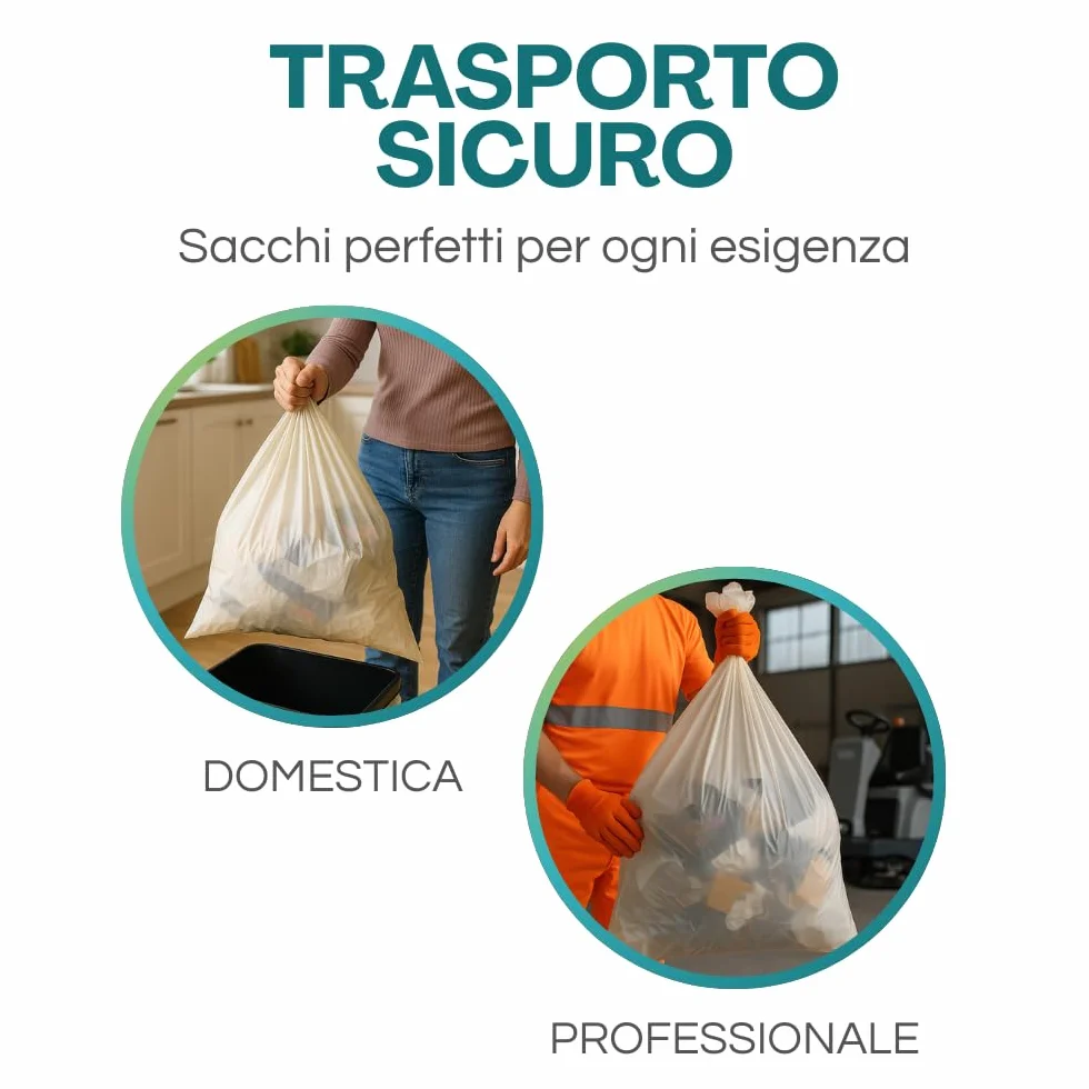 VIRSUS 80 Sacchi Trasparenti per Spazzatura Resistenti Ambra 90X120 Rotoli 120 Litri